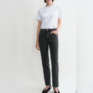 Toteme Twisted Seam Denim Jean Straight Leg Women Size 24 Mid Rise Grey Black